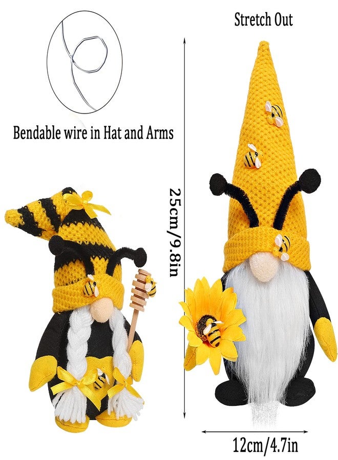 CRCZK Bumble Bee Gnome Plush - Mr and Mrs Honeybee Spring Gnomes Plush Ornaments Tomte Elf World Bee Day Decor, Summer Bee Figurines Table Shelf Tiered Tray Decorations, Gifts for Women - Image 2